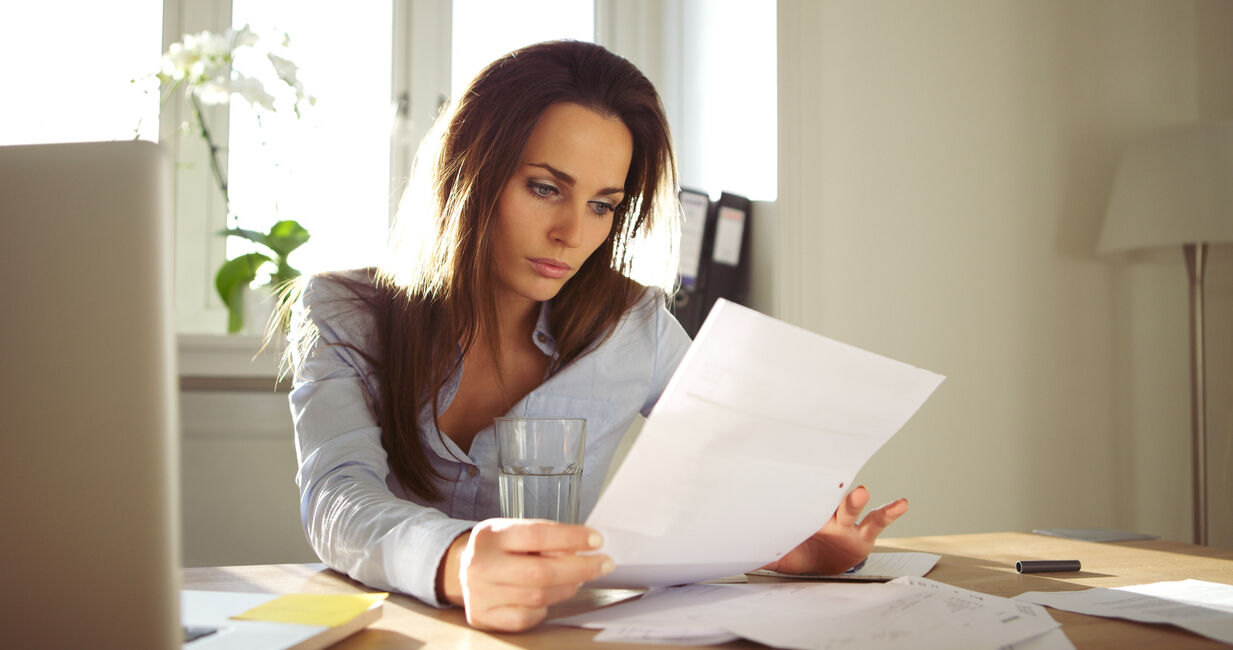 Businesswoman reading a document