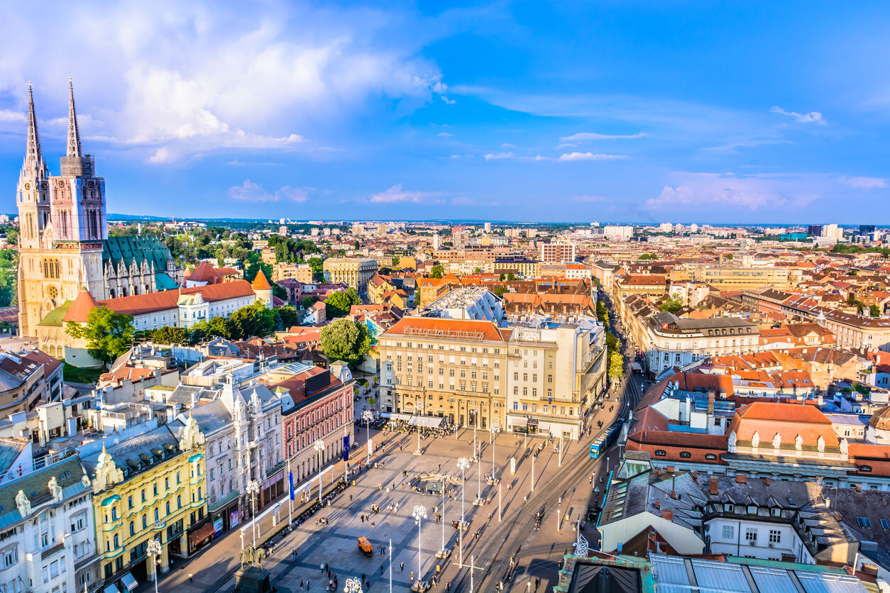 Zagreb city aerial view.