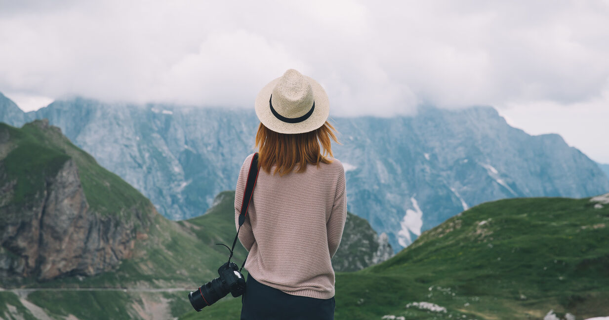 Young woman relaxing outdoor. Travel lifestyle
