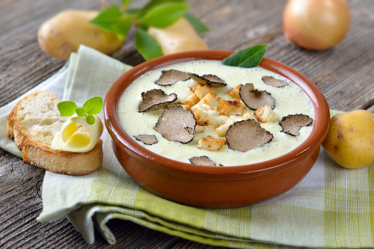 Potato soup with truffles