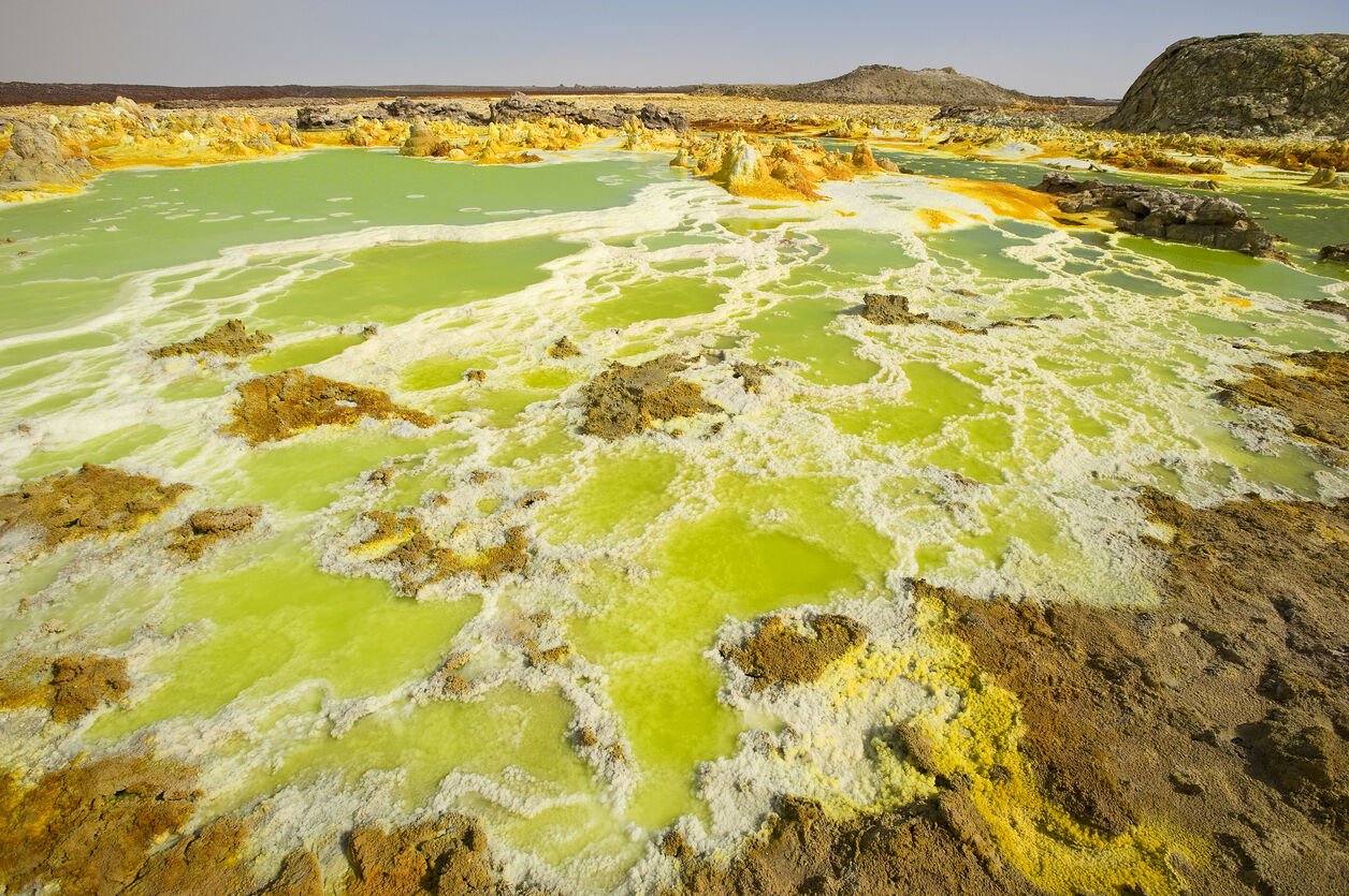 Inside the explosion crater of Dallol volcano, Danakil Depression, Ethiopia