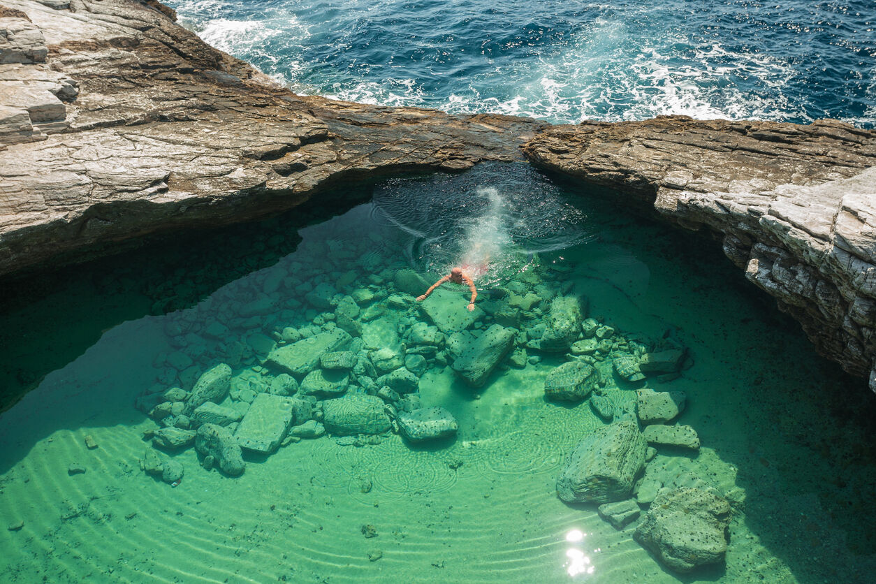 natural sea water pool located on Thassos island in Greece