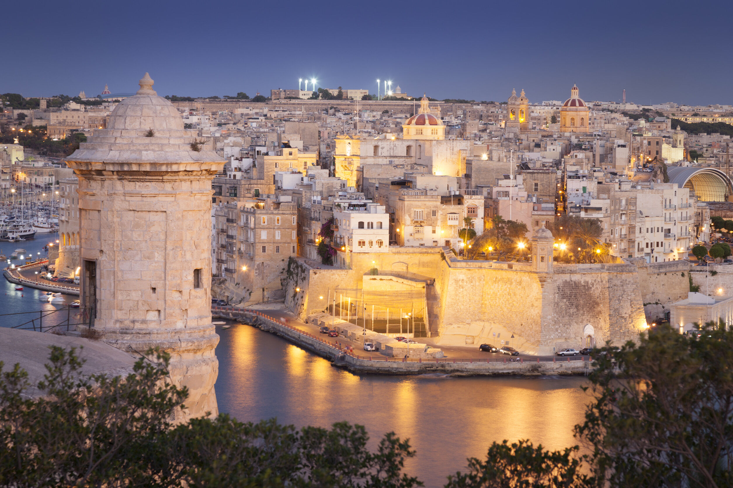 Night view of Valletta, Malta
