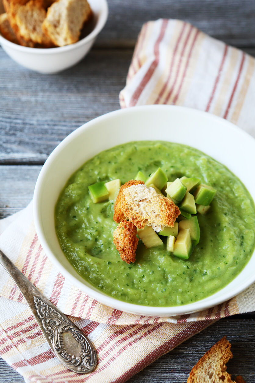 avocado soup in bowl