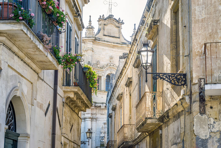 Charming street of historic Lecce, Puglia, Itly