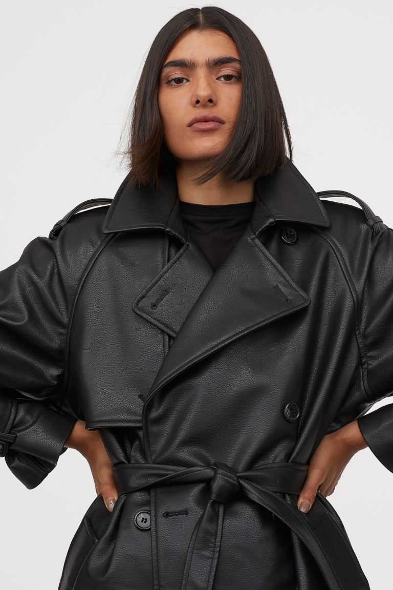 trenchcoat van imitatieleer