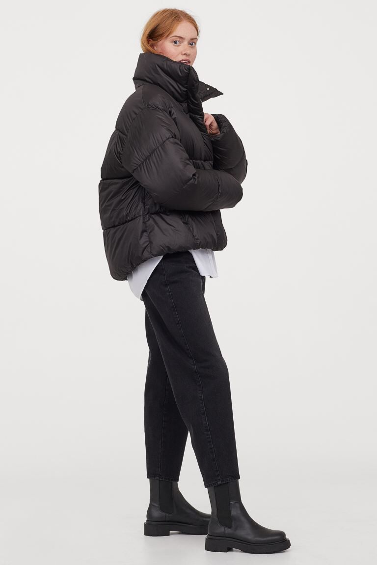 cropped puffer black