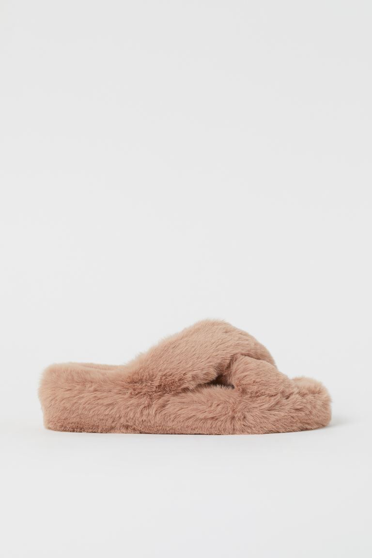 slippers met imitatiebont