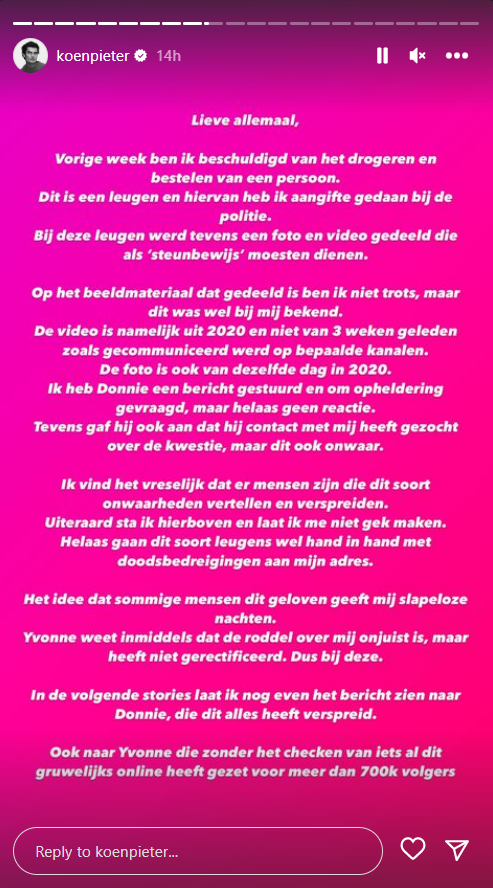 Yvonne Coldeweijer aangifte Koen Pieter van Dijk 