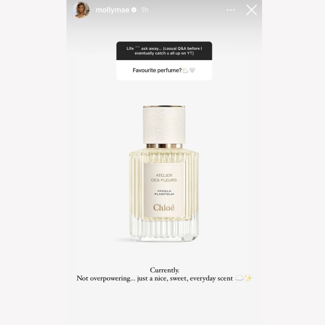Molly-Mae Chloe Atelier des Fleurs Vanilla Planifolia eau de parfum