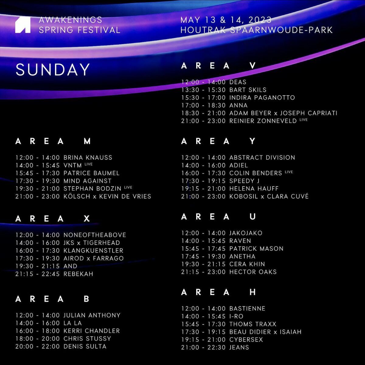 awakenings line up zondag