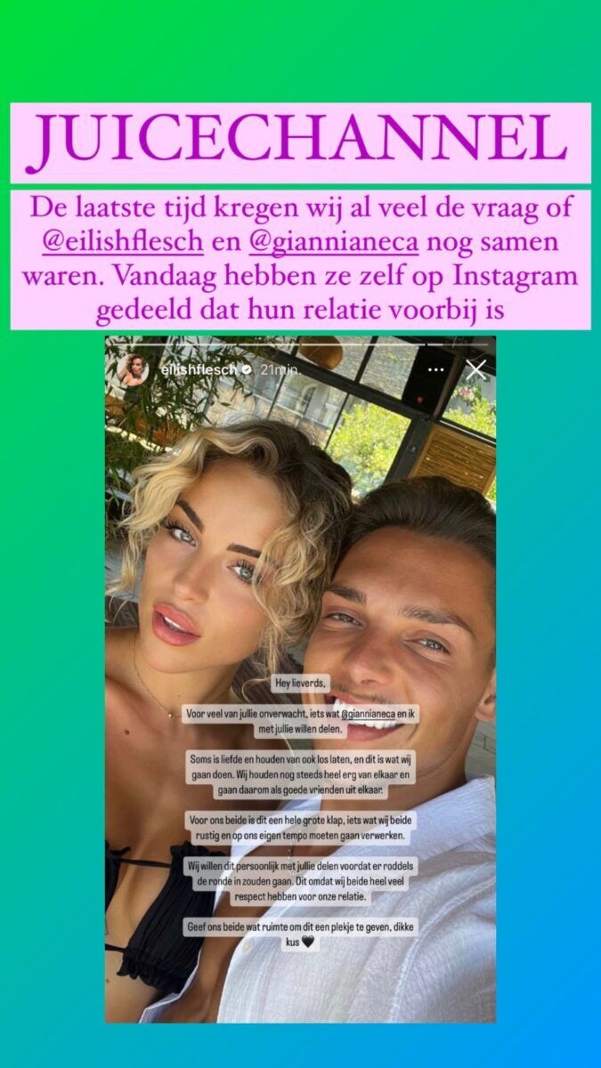 Gianni en Eilish Love Island uit elkaar