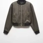 Leren bomberjack Mango