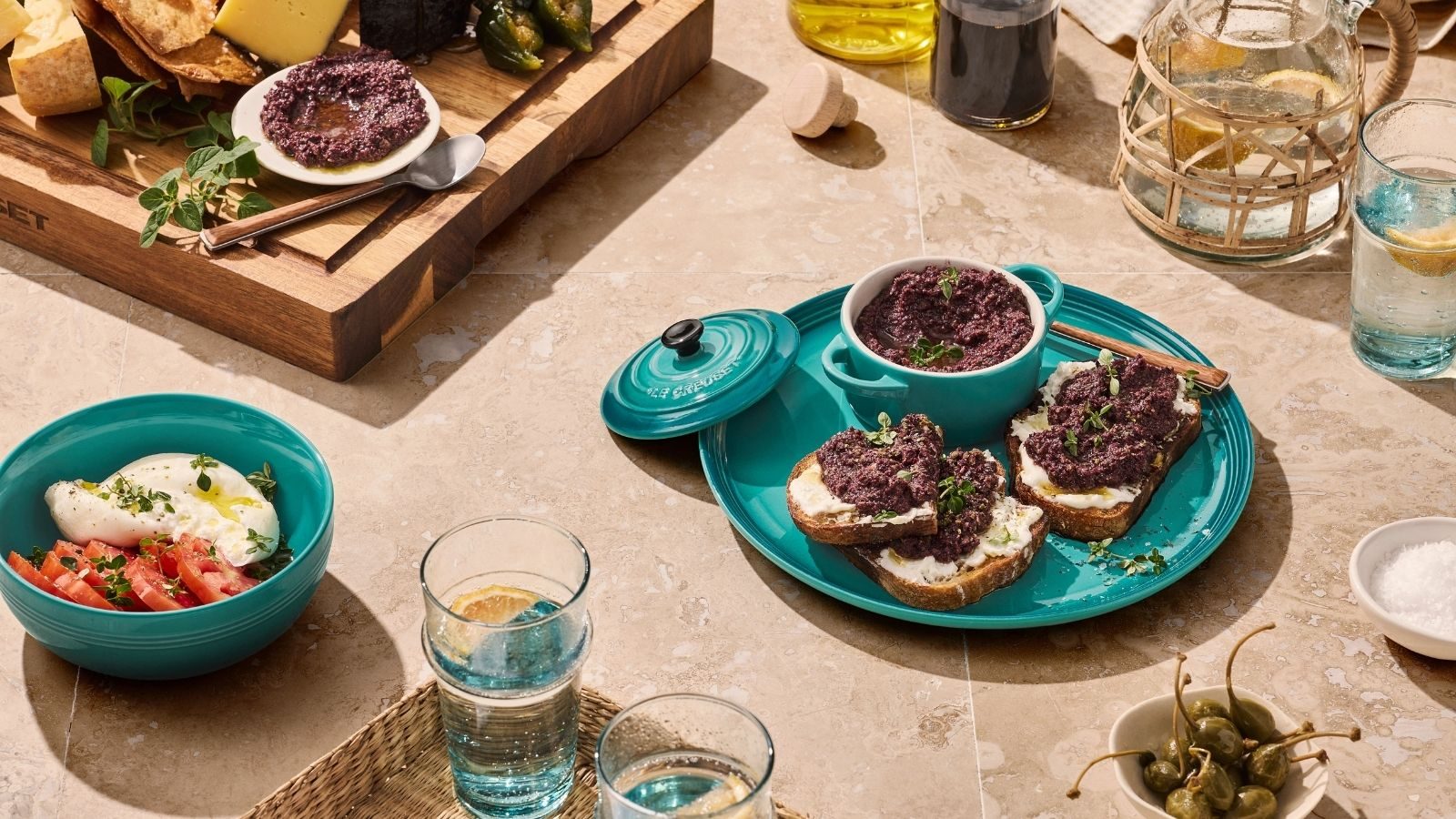 Le Creuset kookgerei in de kleur Bleu Riviera.