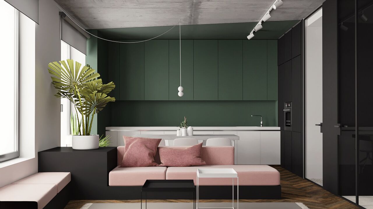 Illustratie voor: Dit appartement is de perfecte combinatie van kleuren en materialen