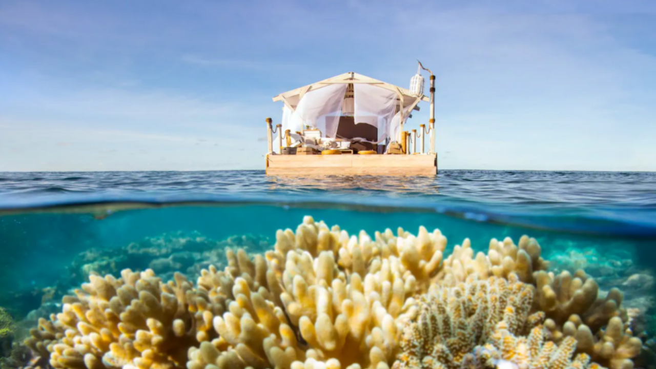 Illustratie voor: Met deze drijvende Airbnb heb je perfect uitzicht op het Great Barrier Reef