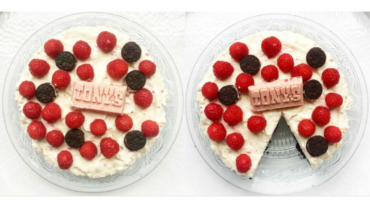 Illustratie voor: Recept van de dag: Cheesecake met Oreo, Tony’s Chocolonely en frambozen
