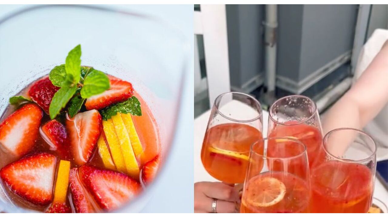 Sangria met cava en aardbeien