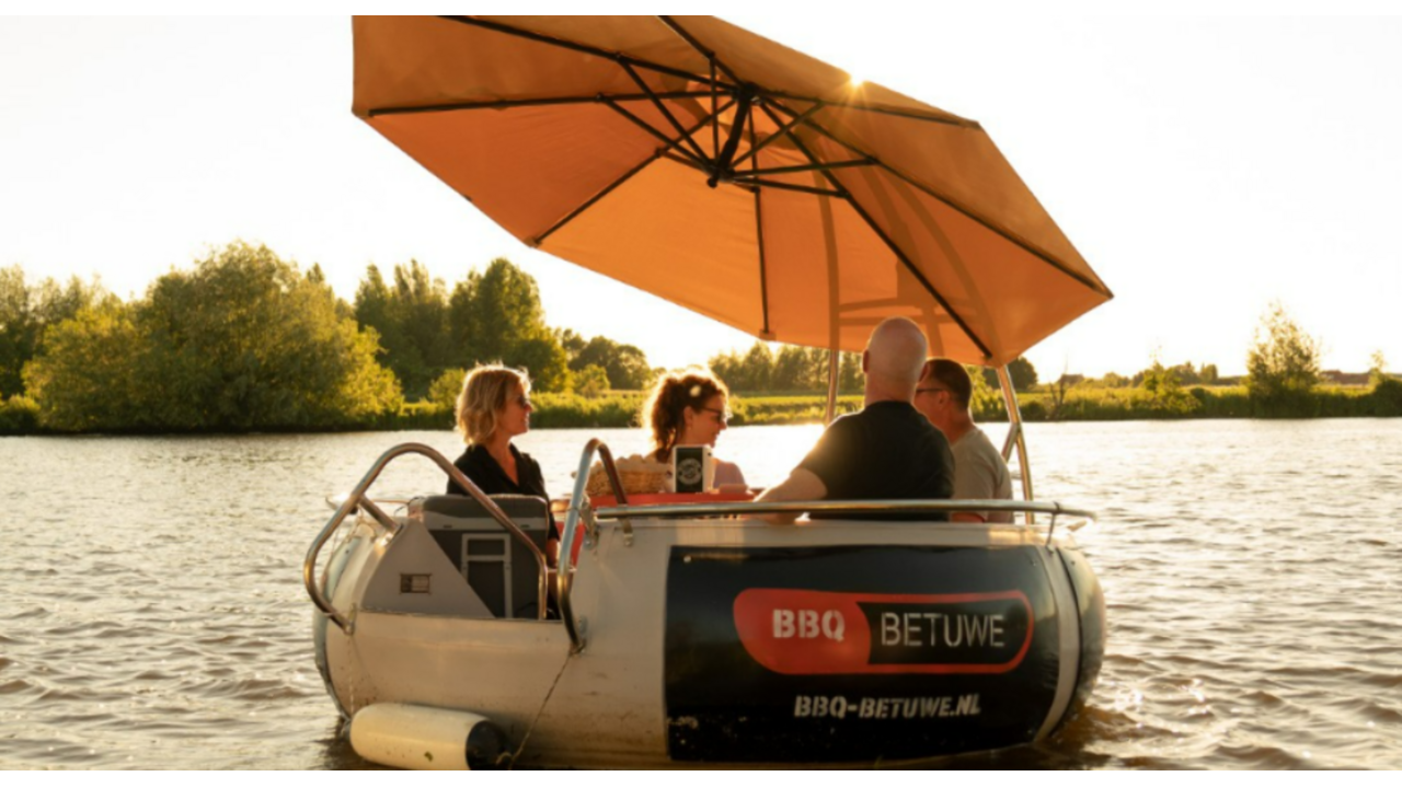 Boot varen barbecueën vrienden