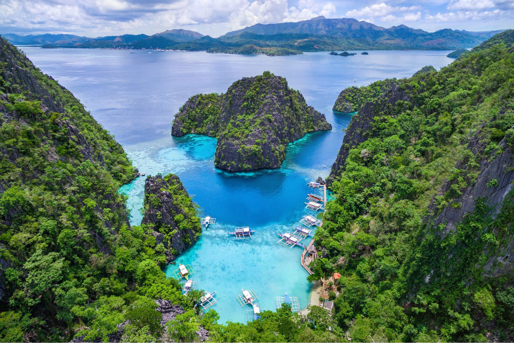Coron, Palawan, Philippines, Aerial View of Kayangan Lake