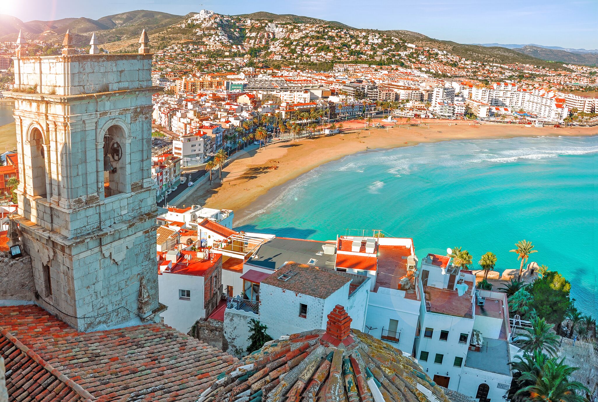 View of the sea from a height. Valencia, Spain. Beautiful view of the sea and the bay.