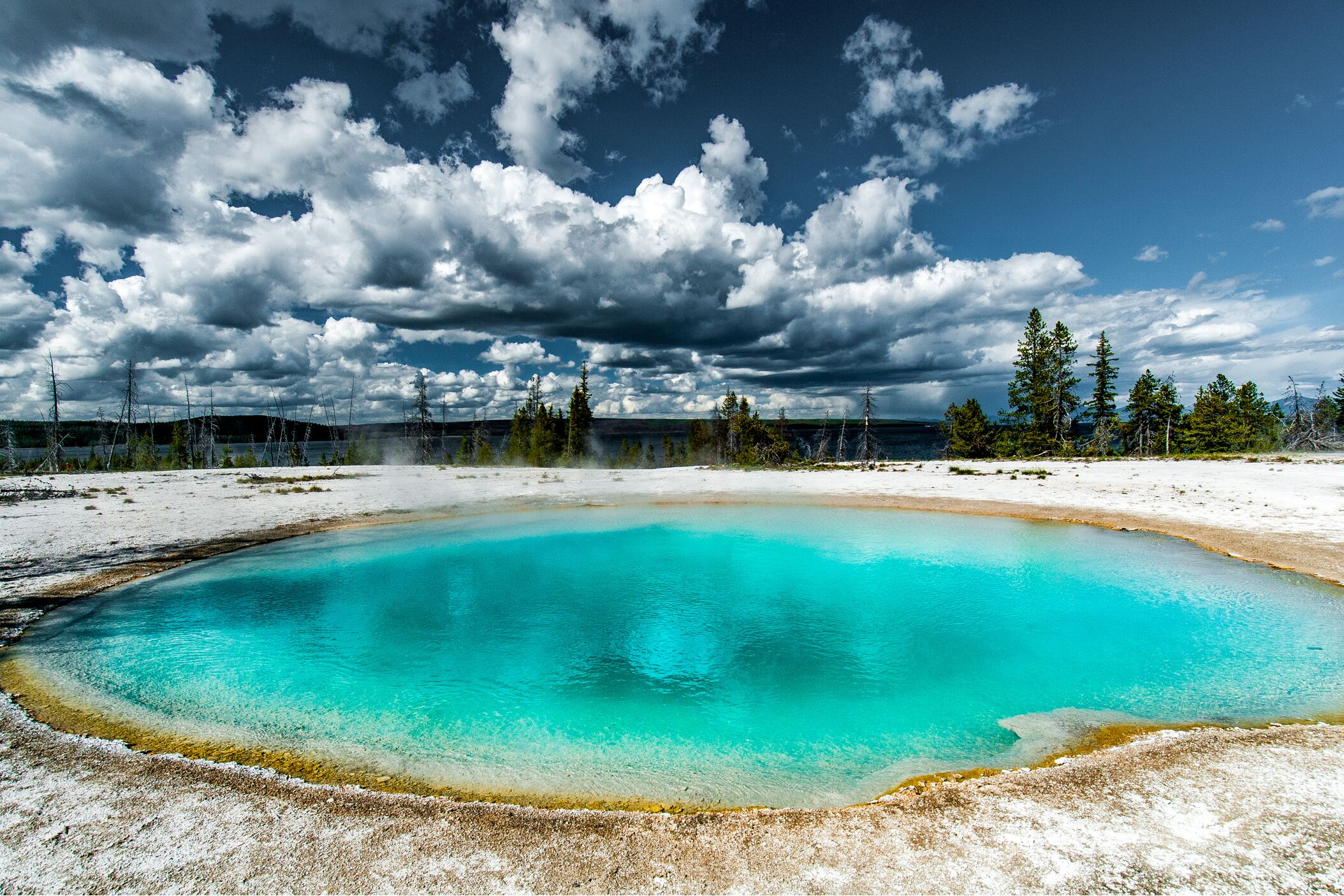 Hot water natural pool in Yellowstone NP