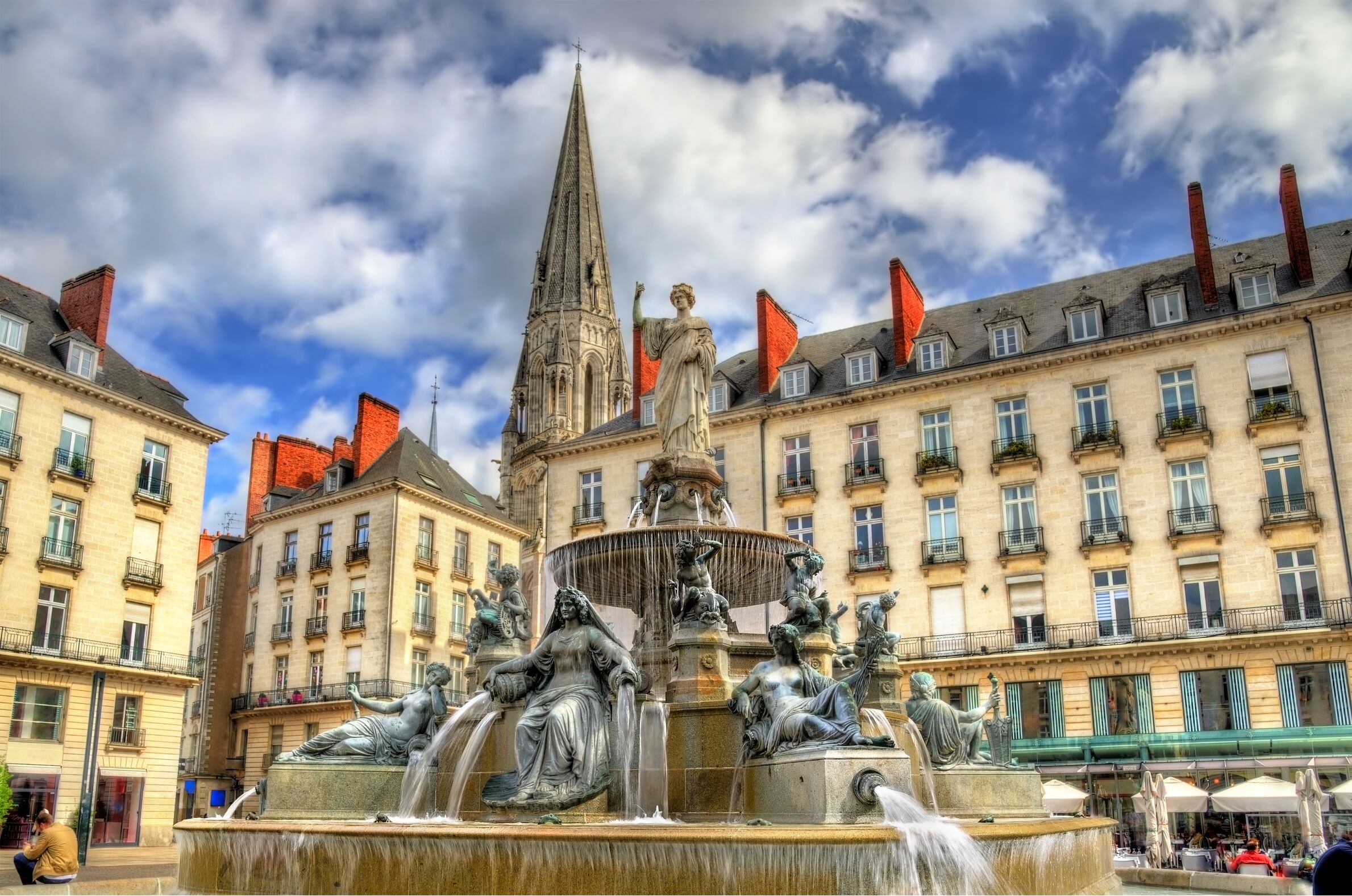 Fountain on the Place Royal in Nantes, France