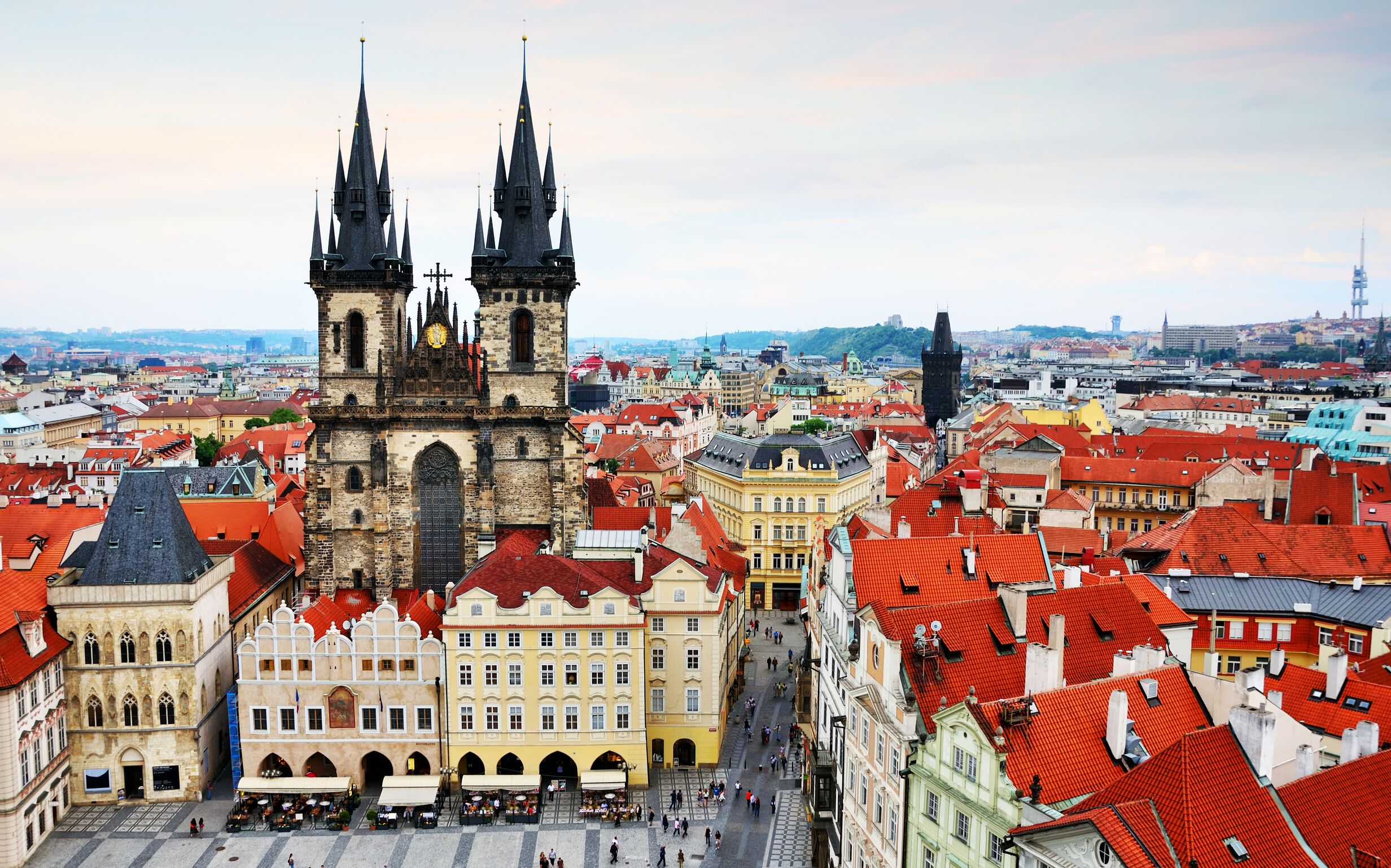 Panoramic view of the Old Town Square in Prague, Czech Republic