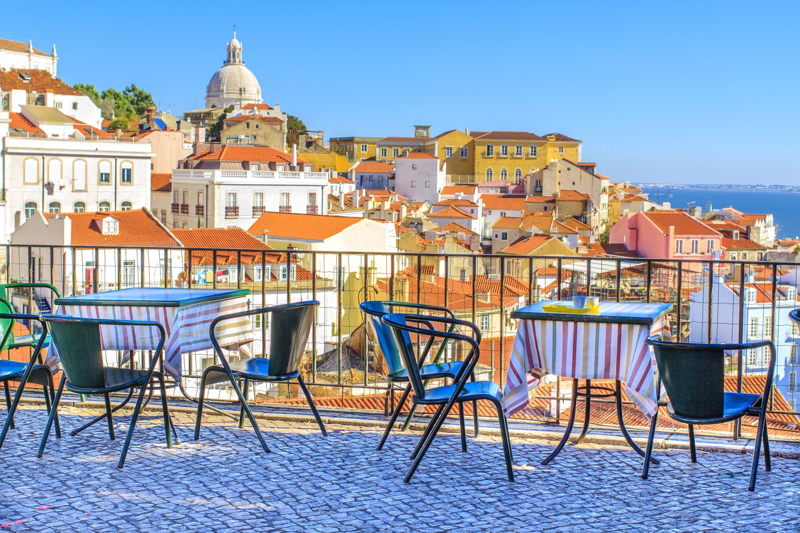 Open café tarrace in Lisbon