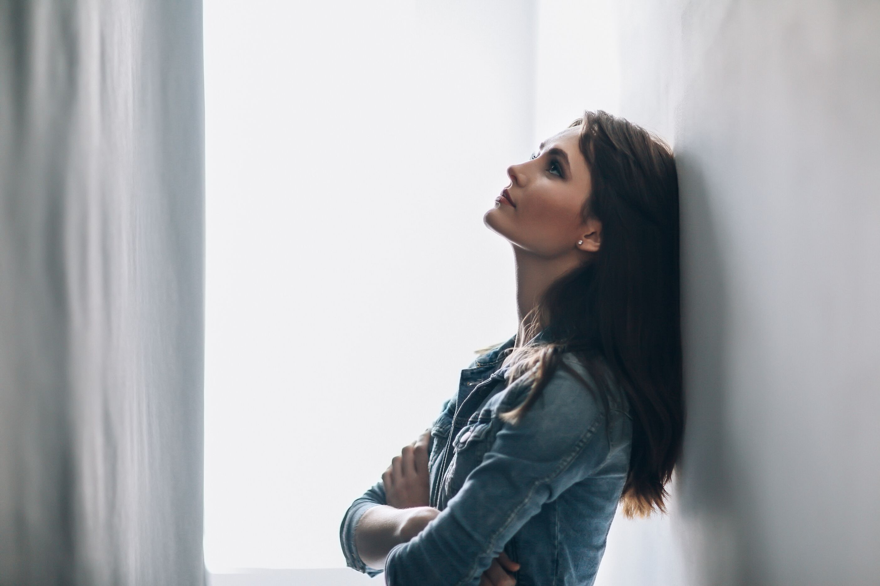Portrait of tired beautiful woman