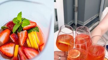 Sangria met cava en aardbeien