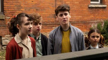 Vier jonge kinderen uit de serie It: Welcome to Derry.