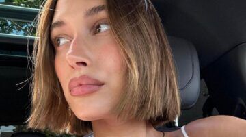 Hailey Bieber met een bob.