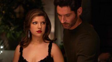 Bree kijkt naar Oliver in de serie Tell Me Lies.