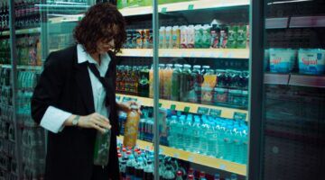 Vrouw in de supermarkt.