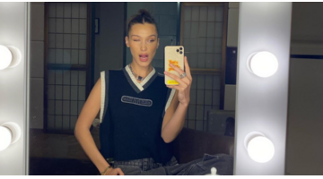 Bella Hadid spiegel foto bril
