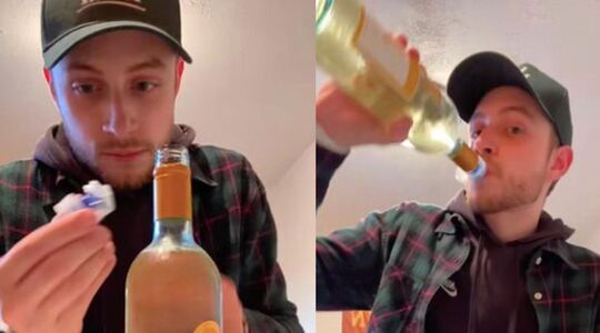 wijn uit de fles drinken