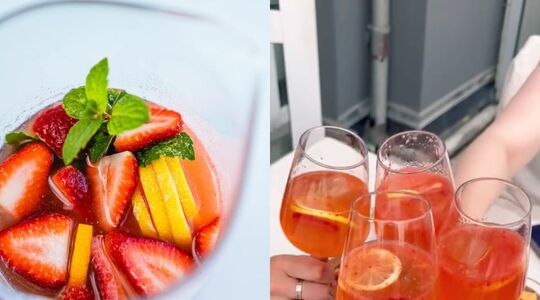 Sangria met cava en aardbeien