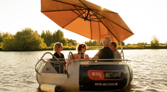 Boot varen barbecueën vrienden