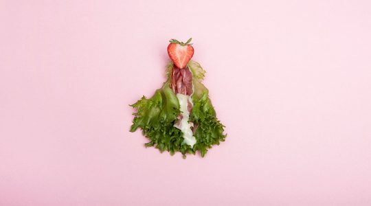 Vulva gemaakt van eten.