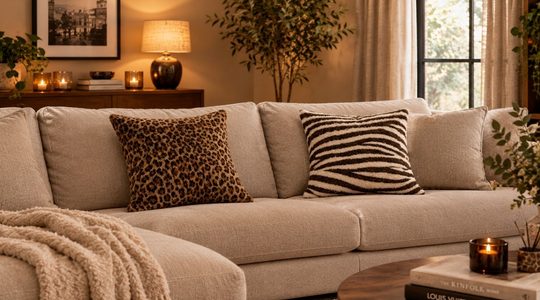 Bank met de kussens van Zara Home.