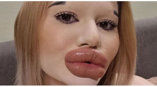 vrouw allergrootste lippen