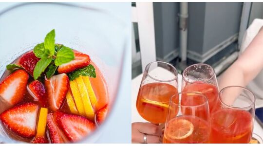 Sangria met cava en aardbeien