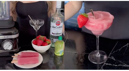 frozen cocktail van aardbeien waterijsjes