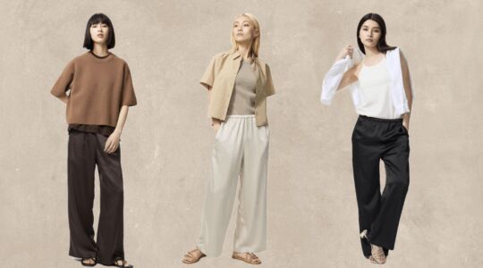 satijnen broek van Uniqlo