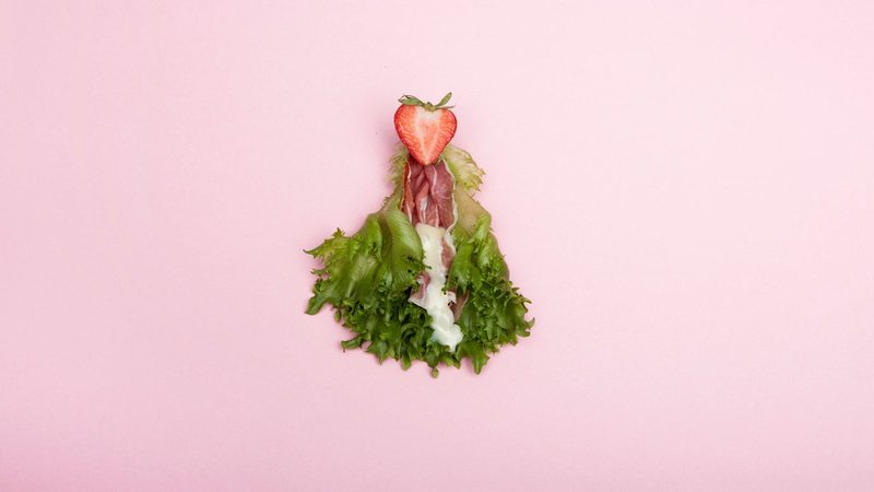 Vulva gemaakt van eten.