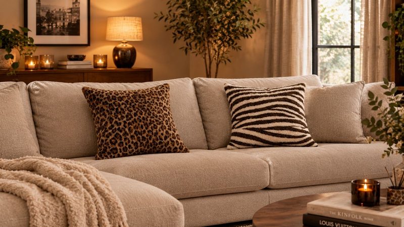 Bank met de kussens van Zara Home.