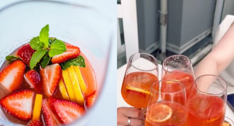 Sangria met cava en aardbeien